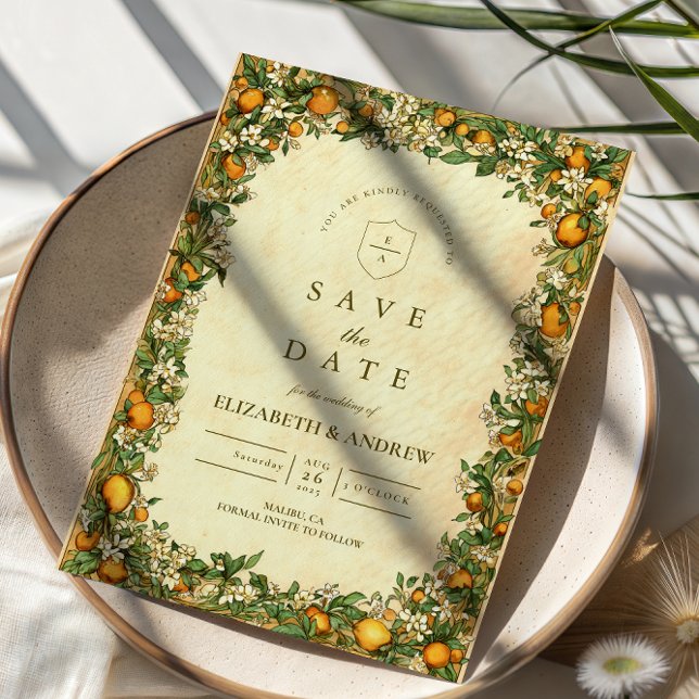 Golden Citrus Garden Wedding Save The Date (Von Creator hochgeladen)
