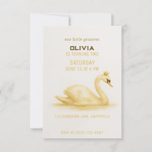 Golden Classic Sweet Swan Princess zum Geburtstag Einladung