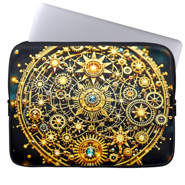 Golden Clockwork Celestial Art Laptopschutzhülle (Vorderseite)
