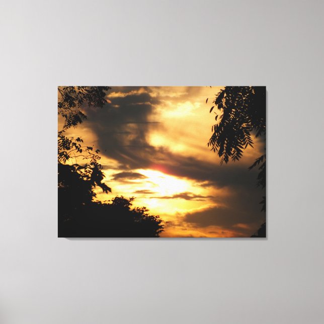 Golden Clouded Sunrise Wrapped Canvas Print Leinwanddruck (Vorderseite)
