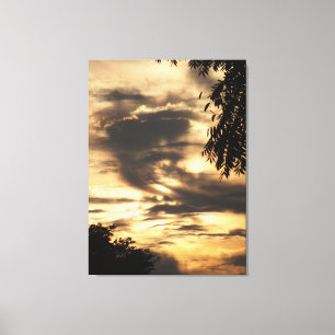 Golden Clouded Sunrise Wrapped Canvas Print Leinwanddruck