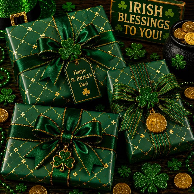 Golden Clovers Emerald Sky Geschenkpapier Set (Von Creator hochgeladen)