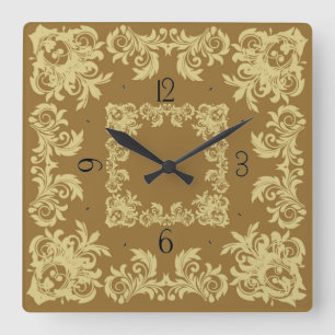 Golden Coffee Square Quadratische Wanduhr