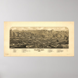 Golden Colorado 1882 Panoramakarte Poster
