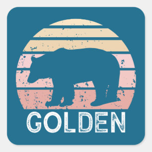 Golden Colorado Retro Bär Quadratischer Aufkleber