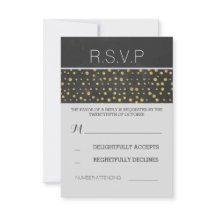 Golden Confetti dots Chalkboard Hochzeit RSVP