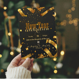 Golden Confetti Glitzer Explosion Festival Neujahr Einladung