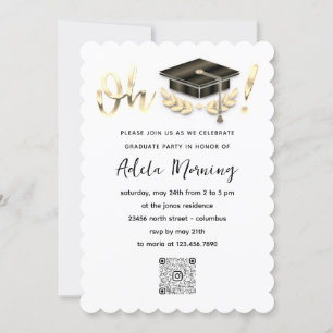 Golden Confetti Graduate Party QR Code White Einladung