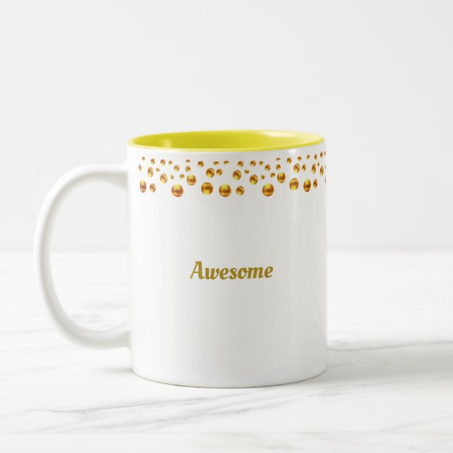 Golden Confetti und Personalisierter Text auf Weiß Zweifarbige Tasse (Links)