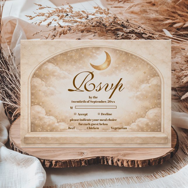 Golden Constellation Quinceañera RSVP Karte (Von Creator hochgeladen)