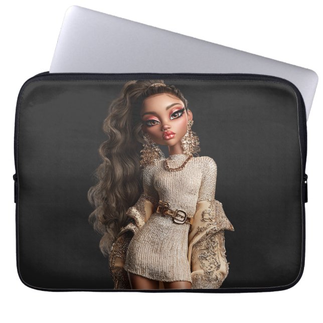 Golden Couture Portrait Laptop Sleeve (Vorderseite)