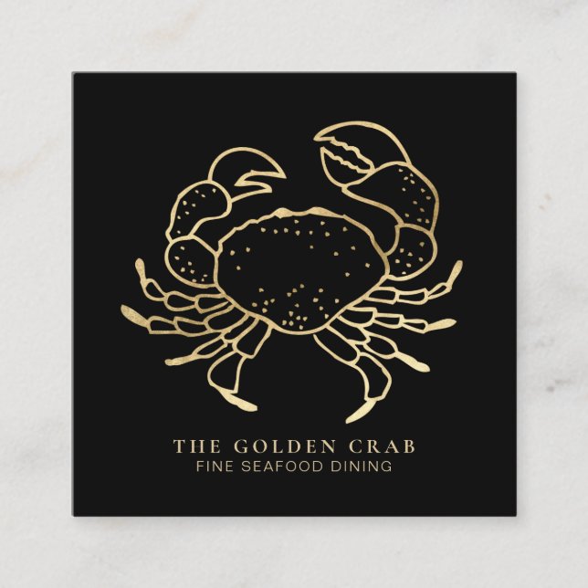 *~* Golden Crab Gold Feinschmecker am Meer Quadratische Visitenkarte (Vorderseite)
