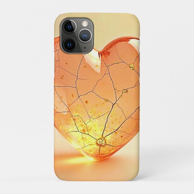 Golden Cracked Heart Glow Case-Mate iPhone Hülle (Rückseite)