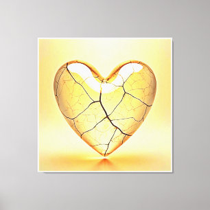 Golden Cracked Heart Kunst Leinwanddruck
