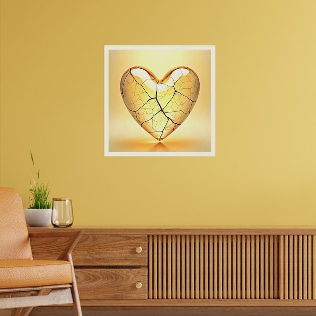 Golden Cracked Heart Kunst Poster (Wohnzimmer 2)