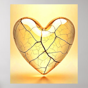 Golden Cracked Heart Kunst Poster