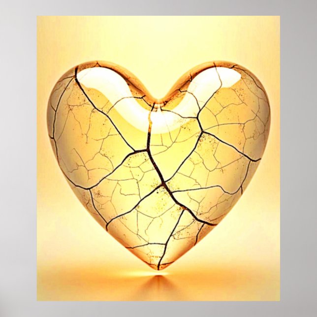 Golden Cracked Heart Kunst Poster (Vorne)
