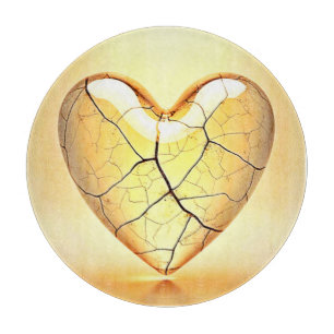 Golden Cracked Heart Kunst Schneidebrett