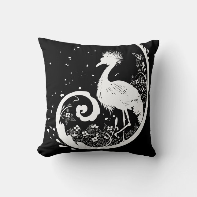 Golden Crane Silhouette Kissen (Vorderseite)