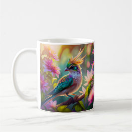 Golden Creaded Green Headed Finch Fantasy Bird Kaffeetasse