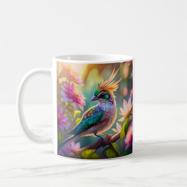 Golden Creaded Green Headed Finch Fantasy Bird Kaffeetasse (Links)