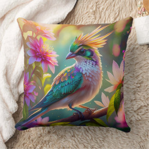 Golden Creaded Green Headed Finch Fantasy Bird Kissen