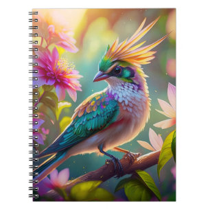 Golden Creaded Green Headed Finch Fantasy Bird Notizblock