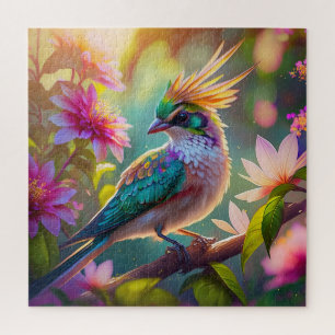 Golden Creaded Green Headed Finch Fantasy Bird Puzzle