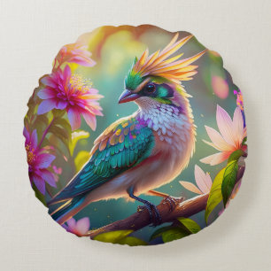 Golden Creaded Green Headed Finch Fantasy Bird Rundes Kissen