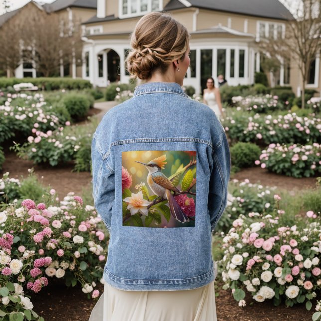 Golden Create Honeyeater Fantasy Bird Jeansjacke (Hochzeit Rückseite)