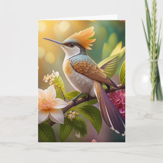 Golden Create Honeyeater Fantasy Bird Karte (Vorderseite)