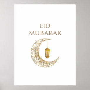 Golden Crescent Lantern Eid Mubarak islamisches Ge Poster