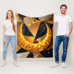 Golden Crescent Moon mit kosmischen geometrischen Fleecedecke