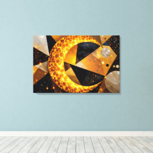 Golden Crescent Moon mit kosmischen geometrischen  Leinwanddruck