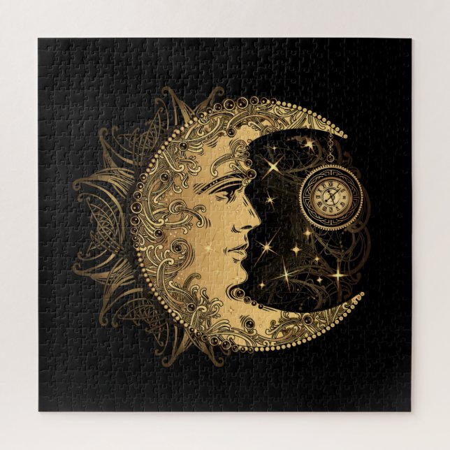 Golden Crescent Moon Puzzle (Vertikal)