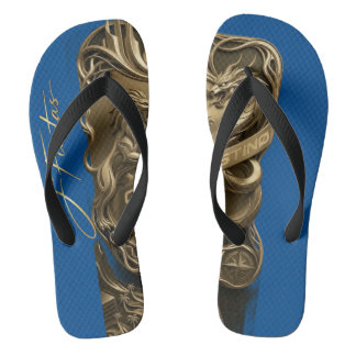 “Golden Crest Lion & Dragon Men’s Sandals Flip Flops