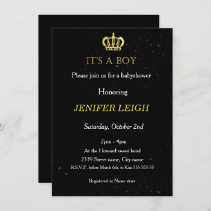 Golden Crown Babydusche Einladung