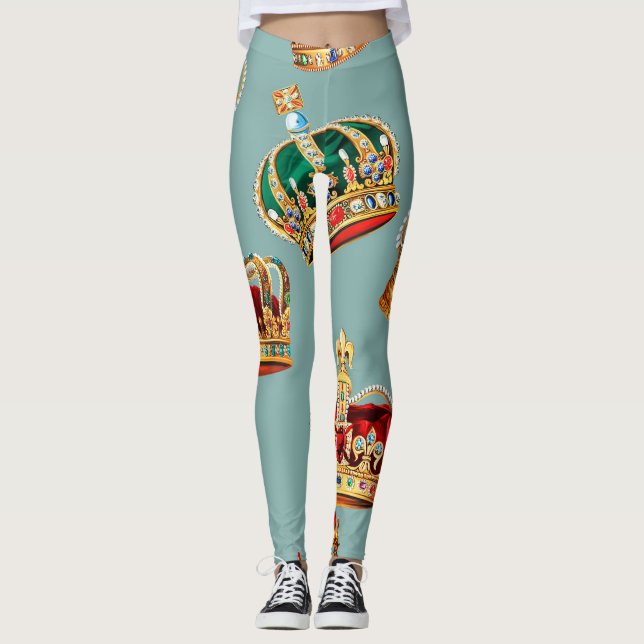 Golden Crown Baroque Mode Textur Leggings (Vorderseite)