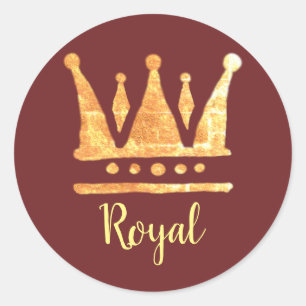 Golden Crown Classic Round Sticker, glänzend Runder Aufkleber