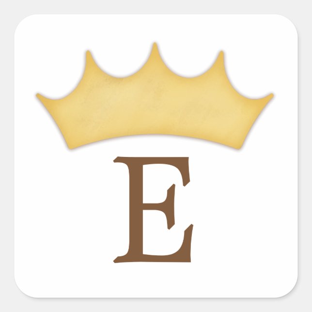 Golden Crown Monogram Kids Personalisiert Royal Si Quadratischer Aufkleber (Vorderseite)