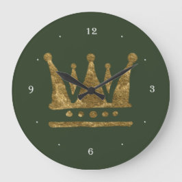 Golden Crown Round (Large Wall Clock) Große Wanduhr