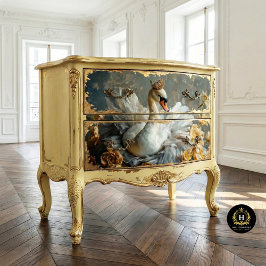 Golden Crown Swan mit gelben Florals Decoupage Seidenpapier