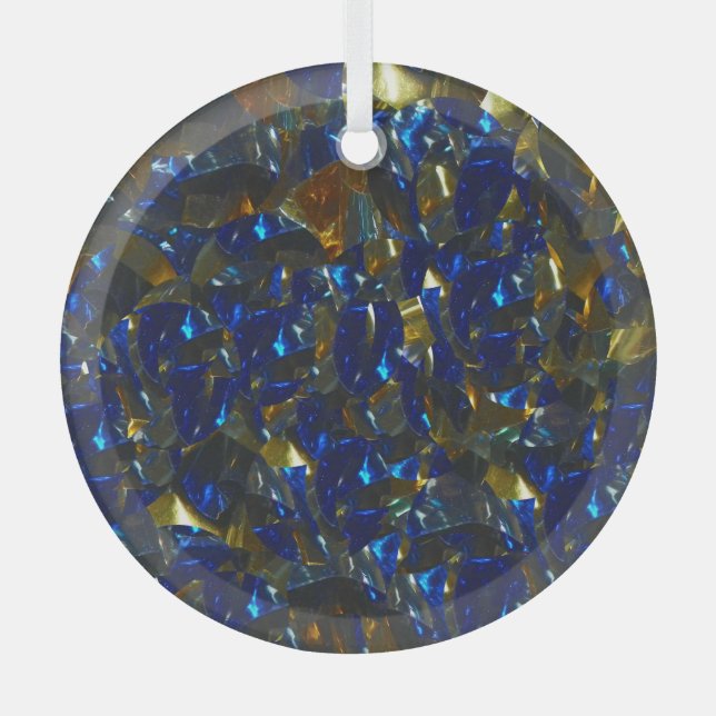 Golden Crystal Blue Circle Ornament (Vorderseite)