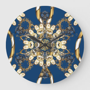 Golden Curls, orientalisches Vintages Muster. Große Wanduhr
