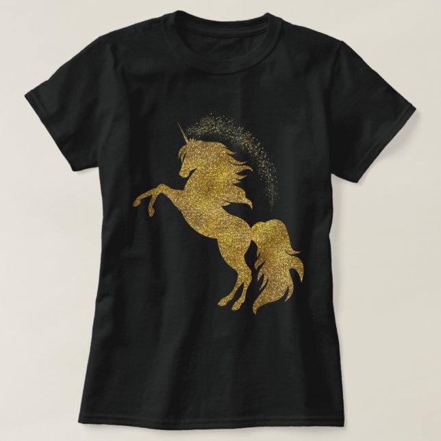 Golden Cute Glitter Beautiful Unicorn T Gold Tee 8 (Design vorne)