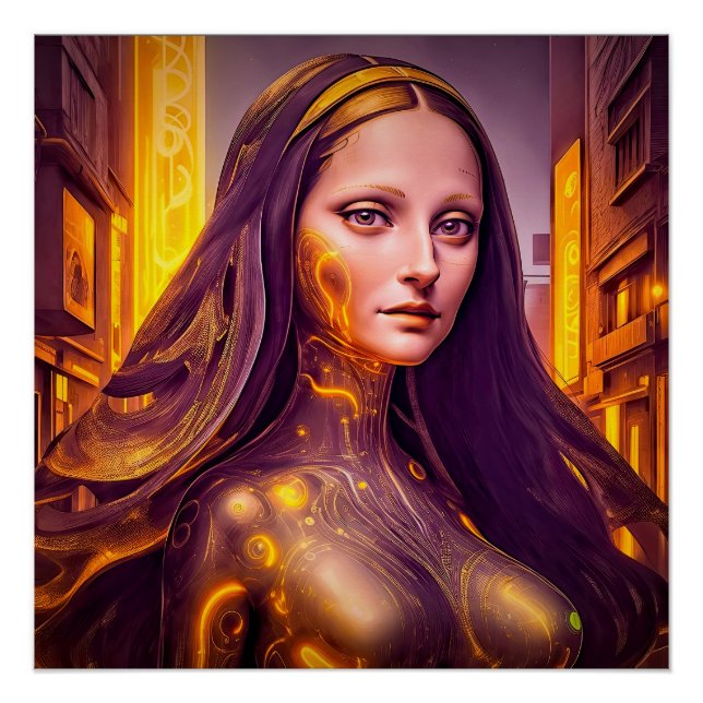 Golden Cyborg Mona Lisa Poster (Vorderseite)