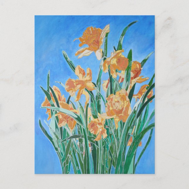 Golden Daffodils fett anmutend Art Postkarte (Vorderseite)