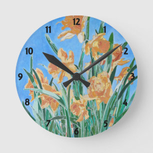 Golden Daffodils fett anmutend Art Runde Wanduhr