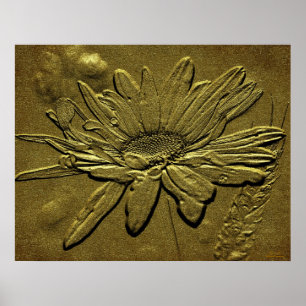 Golden Daisy Bloral Print Poster