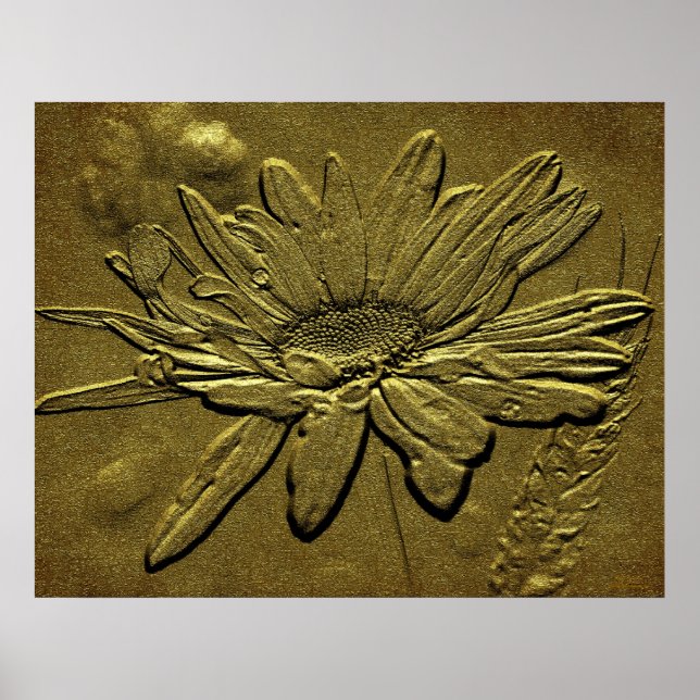 Golden Daisy Bloral Print Poster (Vorne)